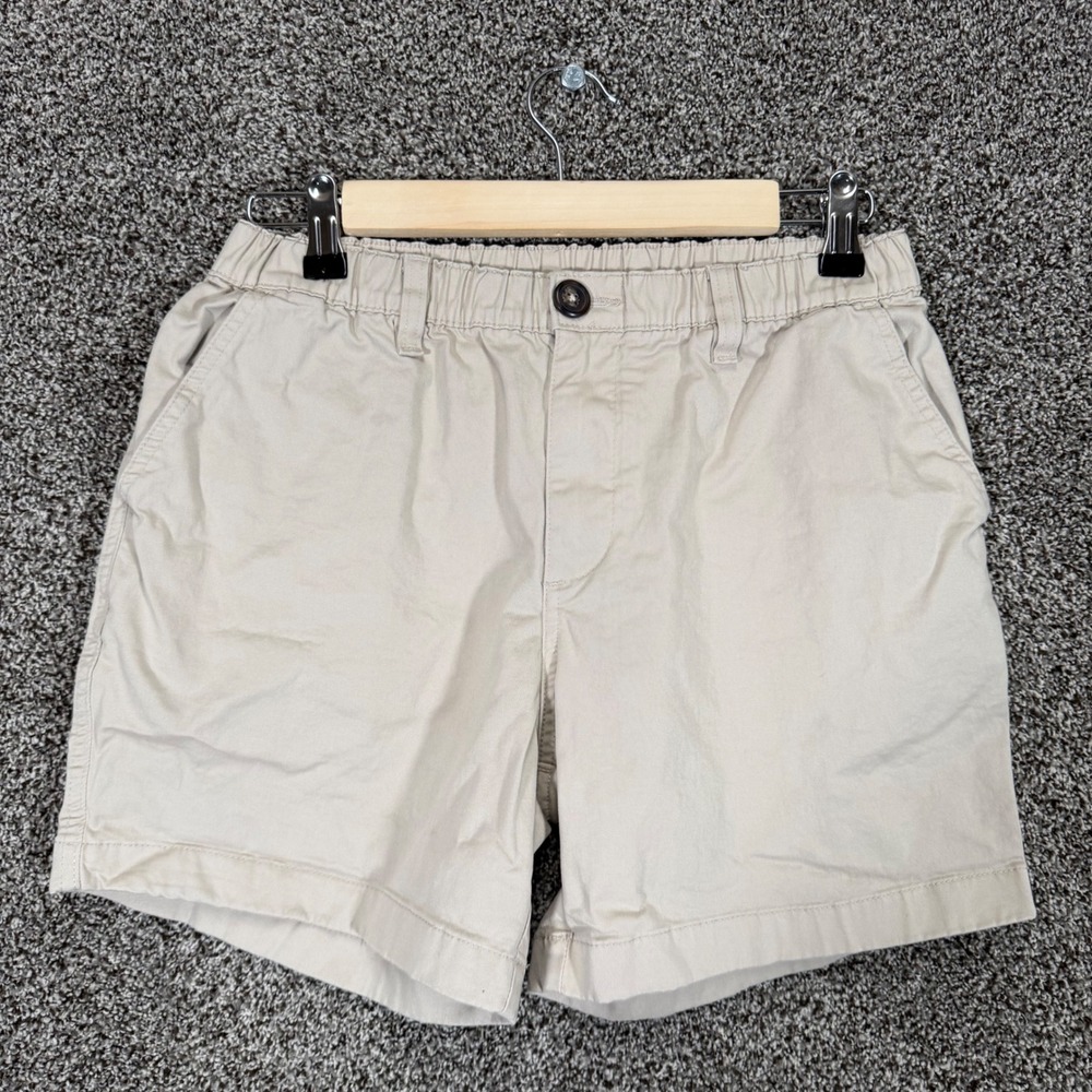 Chubbies Originals Shorts Mens S/5.5 Beige Cotton Stretch Twill Elastic Waist